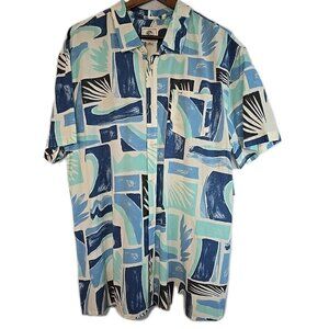 ONeill Shirt Men SIZE XXL Button Up Short Sleeve Floral Hawaiian Blue